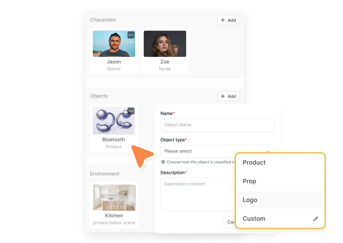 AI Storyboard Generator placing logos and product images into storyboard scenes for brand-consistent AI videos